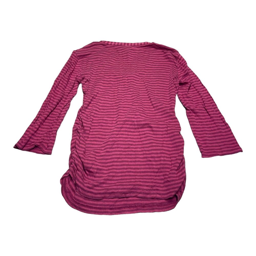 Oh Baby by Motherhood Blouse Top Women Small Pink Striped Surplice Neck Pullover - Picture 2 of 6